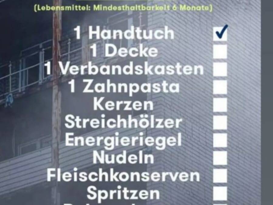 Ein Zettel was man einpacken kann