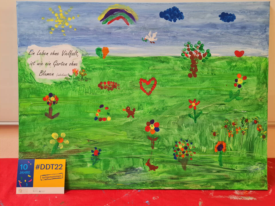 Ein Bild, welches eine grüne Blumenwiese zeigt.