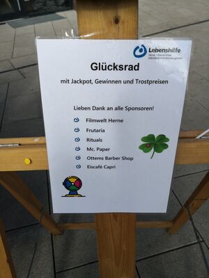 Glücksrad Gewinne aufgelistet.